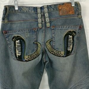 Ruthless art cobra embroidered jeans size 32
